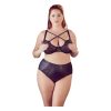 Cottelli Plus Size - keresztpántos melltartó és bugyi (fekete)