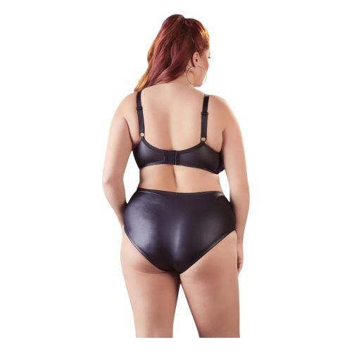 Cottelli Plus Size - keresztpántos melltartó és bugyi (fekete)
