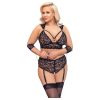 Cottelli Bondage Plus Size - csipke melltartó szett (fekete)