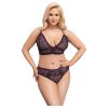 Cottelli Plus Size - áttetsző mintás melltartó szett (lila)