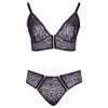 Cottelli Plus Size - áttetsző mintás melltartó szett (lila)