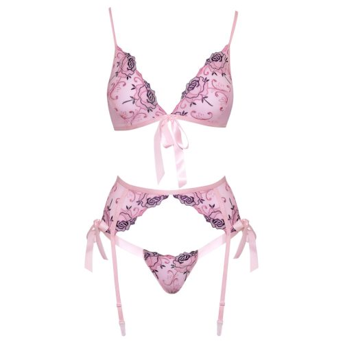Kissable - rózsás hímzéses fehérnemű szett (pink)