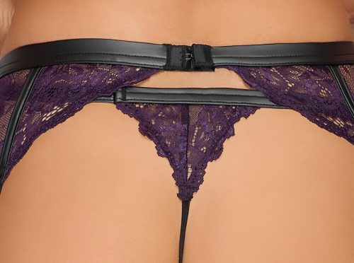 Cottelli Bondage - fehérnemű szett karbilinccsel nőknek (fekete-lila)