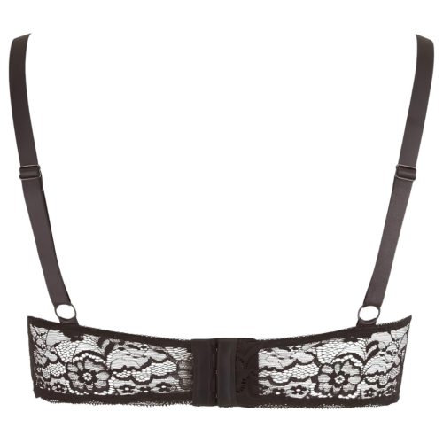 Cottelli Plus Size - pántos, gyűrűs push-up melltartó (fekete)