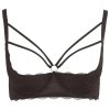 Cottelli Plus Size - pántos, gyűrűs push-up melltartó (fekete)