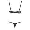 Cottelli - pántos, gyűrűs push-up melltartó és tanga (fekete)