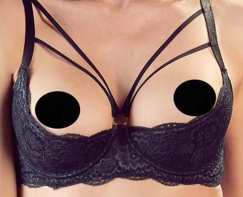 Cottelli - pántos, gyűrűs push-up melltartó és tanga (fekete)