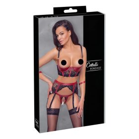   Cottelli Bondage - Matt, csipkés push-up melltartó szett (piros)