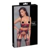 Cottelli Bondage - Matt, csipkés push-up melltartó szett (piros)