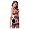 Cottelli Bondage - Matt, csipkés push-up melltartó szett (piros)