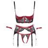 Cottelli Bondage - Matt, csipkés push-up melltartó szett (piros)