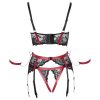 Cottelli Bondage - Matt, csipkés push-up melltartó szett (piros)