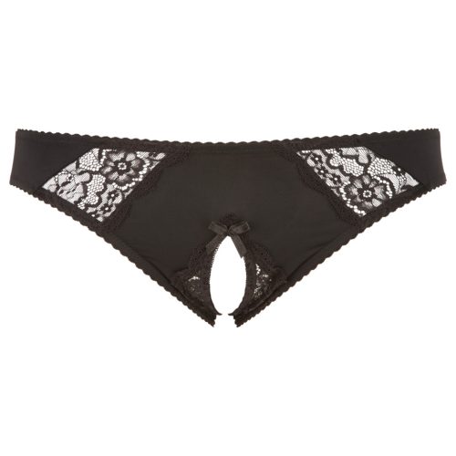 Cottelli Plus Size - csipkés, nyitott bugyi (fekete)