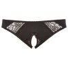 Cottelli Plus Size - csipkés, nyitott bugyi (fekete)
