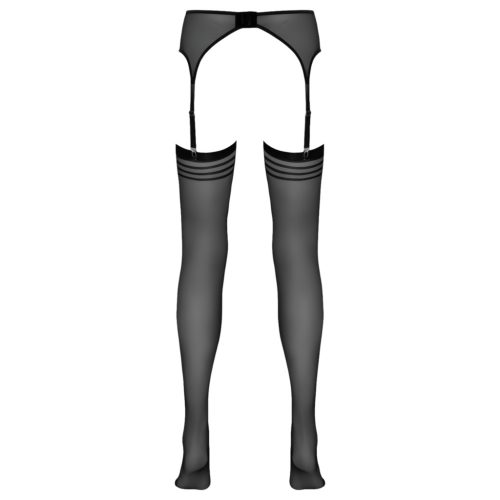 NO:XQSE - csíkos harisnya harisnyatartóval (fekete)