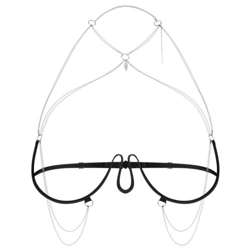 Obsessive - láncos hám melltartó - fekete (S-L)