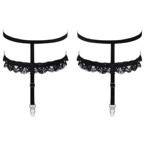 Cottelli - díszes harisnyakötő combszíj (fekete)