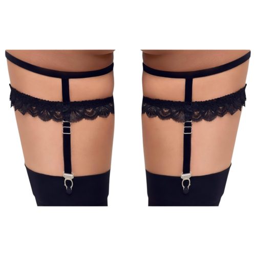 Cottelli - díszes harisnyakötő combszíj (fekete)