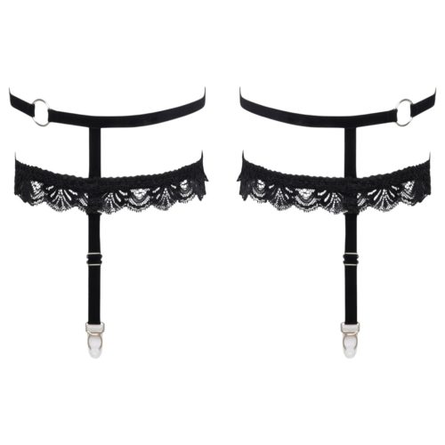 Cottelli - díszes harisnyakötő combszíj (fekete)