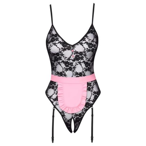 Cottelli - átlátszó szobalány jelmez (fekete-pink)