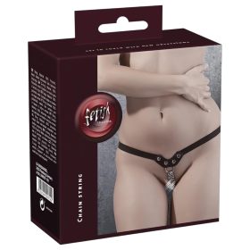 Fetish - szegecses, láncos, fekete tanga (S-L)