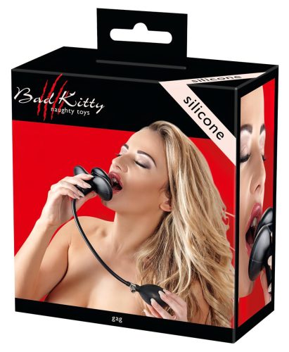 Bad Kitty - pumpálható felfújható szájpecek BDSM játékhoz (fekete)