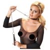 Bad Kitty - szíves nyakörv és fém póráz, bondage szett (fekete)