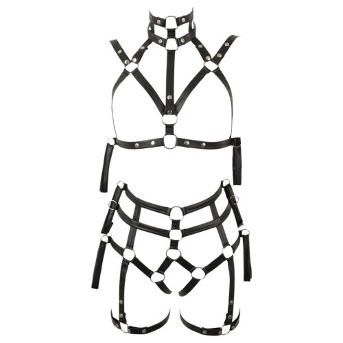 Bad Kitty - bondage testhám melltartó szett (fekete)