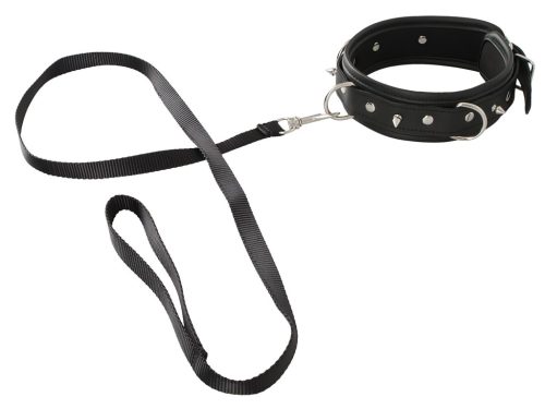 Vegan Fetish - szegecses nyakörv és póráz, bondage szett (fekete)