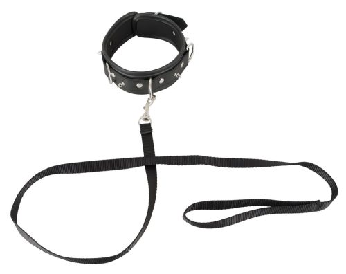 Vegan Fetish - szegecses nyakörv és póráz, bondage szett (fekete)