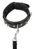 Vegan Fetish - szegecses nyakörv és póráz, bondage szett (fekete)