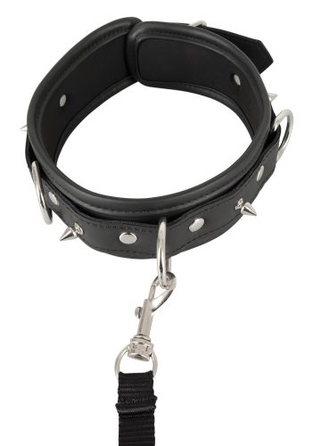 Vegan Fetish - szegecses nyakörv és póráz, bondage szett (fekete)