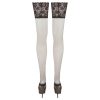 Cottelli Plus Size - 15 cm széles csipkés combfix harisnya (fekete)