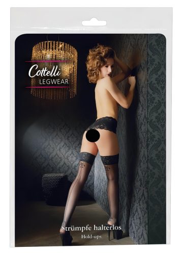 Cottelli - liliom mintás, csíkos combfix (fekete)