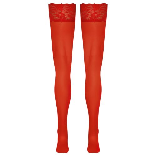 Cottelli - csipkés, virágos combfix (piros)