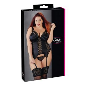   Cottelli Plus Size - variálható harisnyatartós felső (fekete)