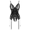 Cottelli - csipkés nyitott felső és tanga (fekete)