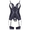 Cottelli - csipkés nyitott felső és tanga (fekete)
