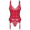 Obsessive Cupide Desir - átlátszó csipkés felső szett (piros)