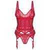 Obsessive Cupide Desir - átlátszó csipkés felső szett (piros)