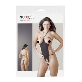 NO:XQSE - nyitott, strasszos, fekete szexbody (S-L)