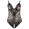 Cottelli Plus Size - csipkés body (fekete)