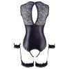 Cottelli Bondage - fényes nyitott body és kar bilincs (fekete)