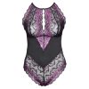 Cottelli Plus Size - virágos body (fekete-lila)
