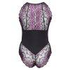 Cottelli Plus Size - virágos body (fekete-lila)