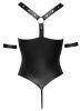 Cottelli Bondage - fényes, gyűrűs, nyitott body (fekete)