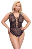 Cottelli Curves Plus Size - átlátszó mintás body (fekete)