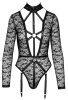 Cottelli - átlátszó, pántos body (fekete)