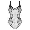 Obsessive B335 - átlátszó, nyitott, fekete body (S-L)