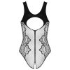 Obsessive B335 - átlátszó, nyitott, fekete body (S-L)